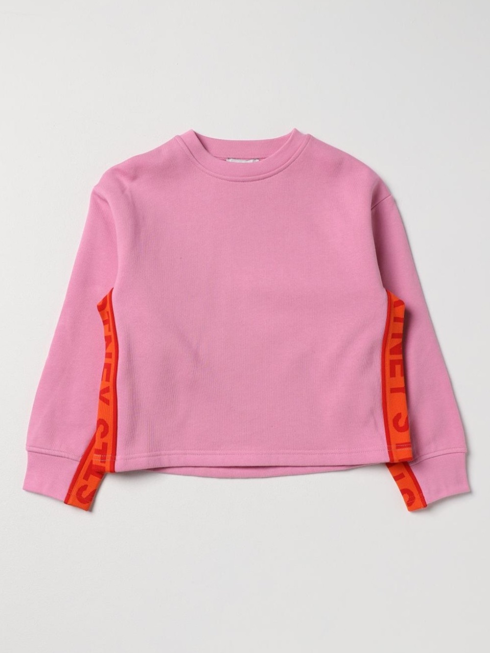 STELLA MCCARTNEY Kids Pink Sweatshirt with Orange Side Tape